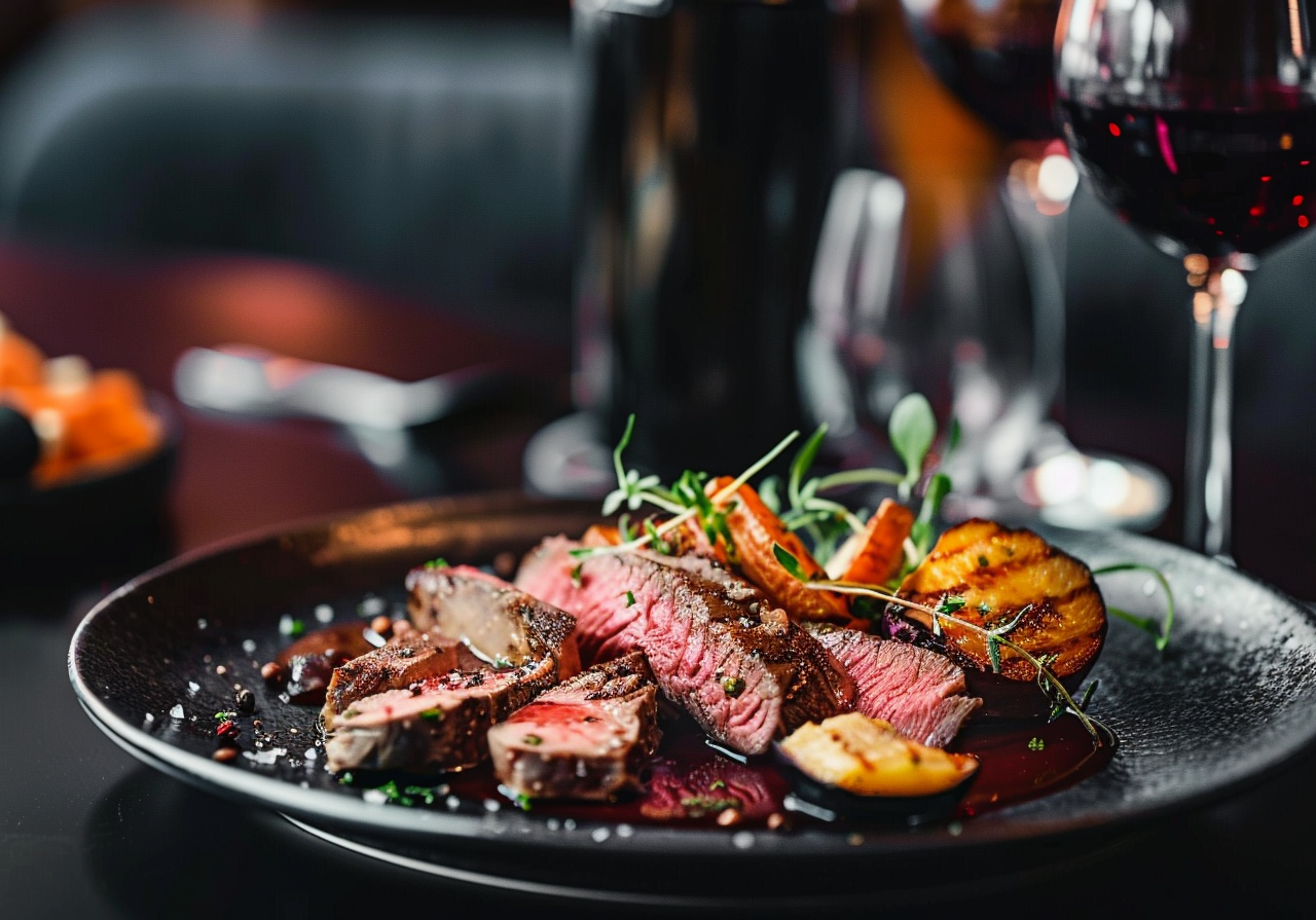 Geschmorte Lammkeule mit Ofen-Wurzelgemüse und Trüffeljus