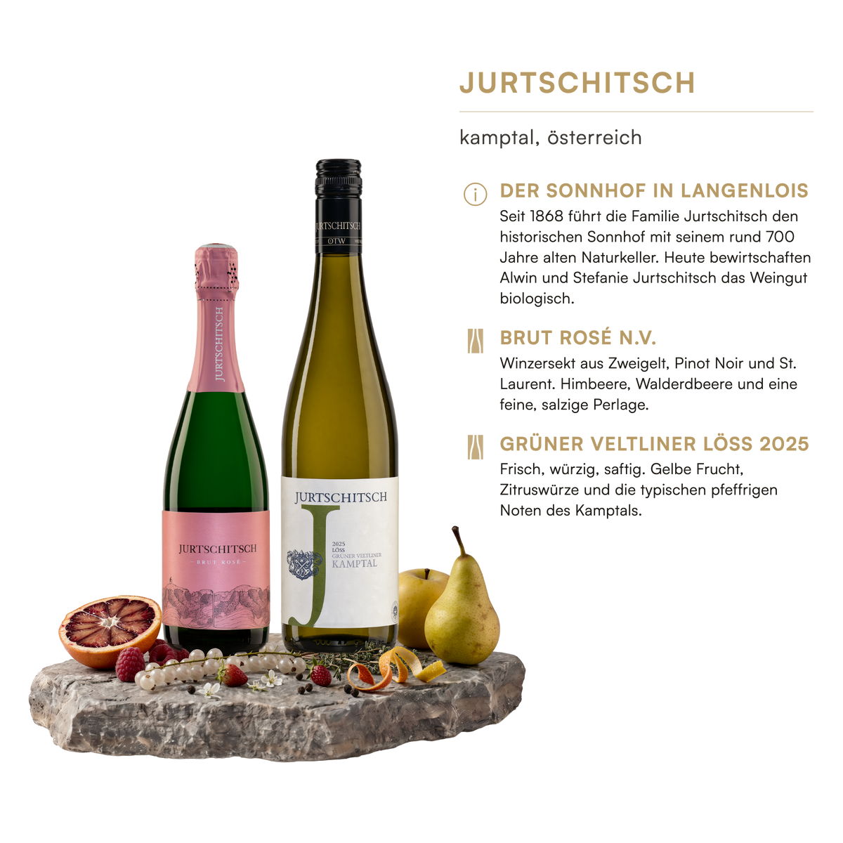 Weingut Jurtschitsch, Kamptal: Brut Rosé N.V. und Grüner Veltliner Löss 2025